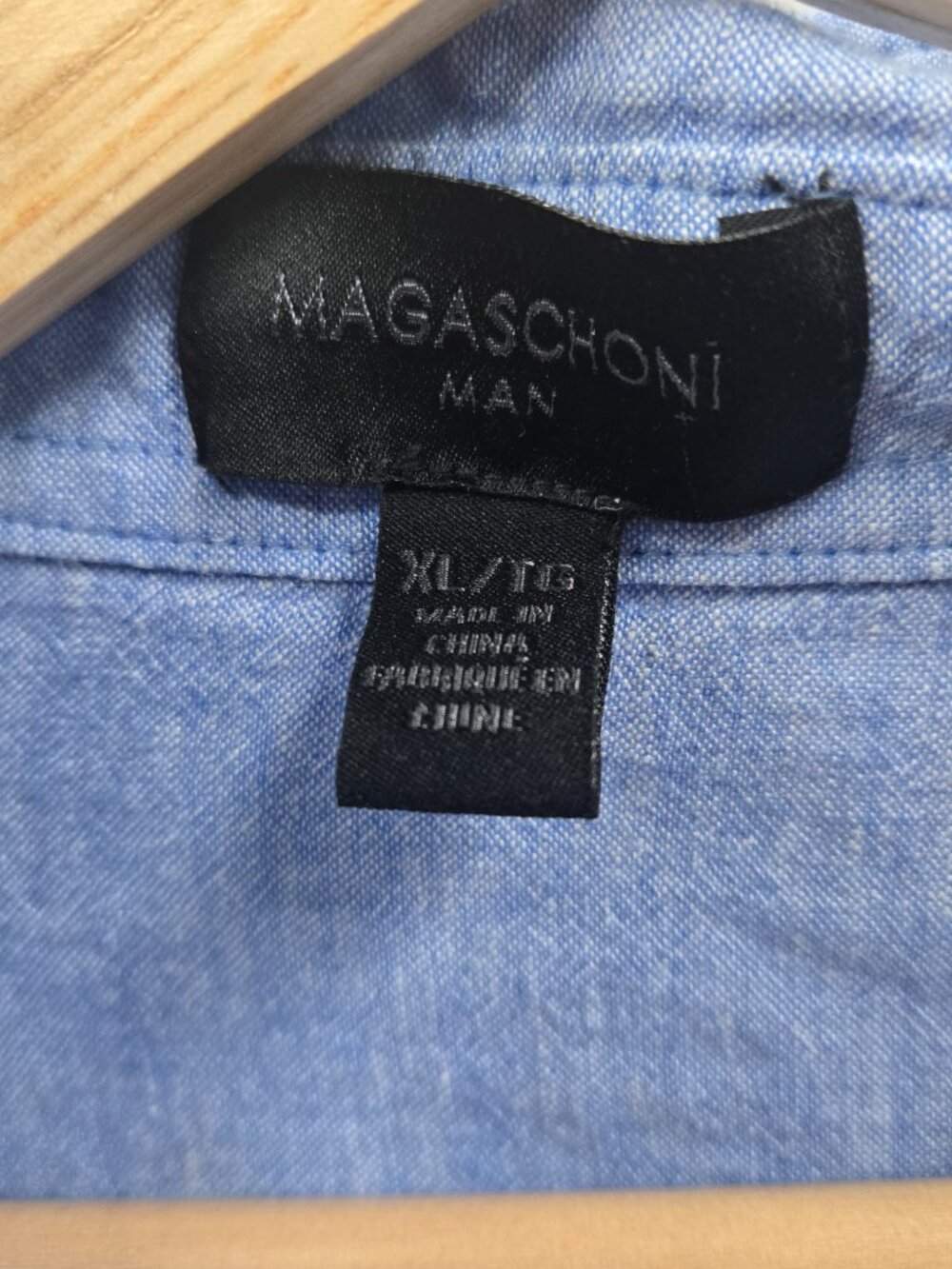 Magashoni Man Blue Linen/Viscose Button Down Long Sleeved Shirt Size XL - Picture 3 of 12